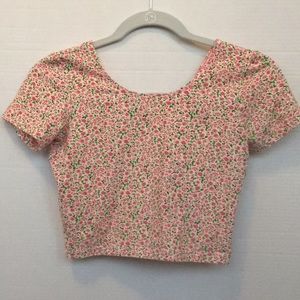 American Apparel floral cap sleeve crop top, M